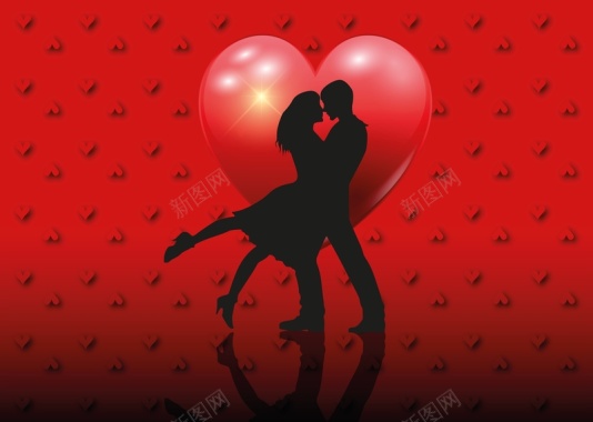 中国风情人节情侣拥抱红色背景素材背景
