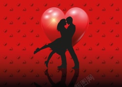 运气中国风情人节情侣拥抱红色背景素材高清图片