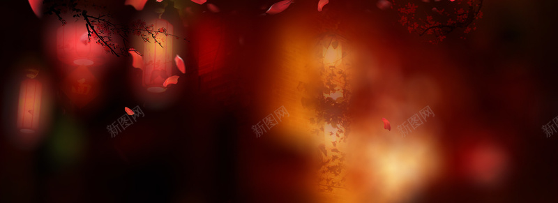 红色节节日氛围花瓣背景背景