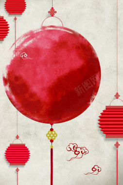 红色灯笼大气中国红海报背景背景