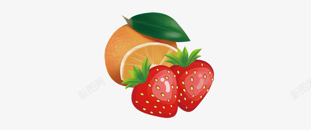 草莓橙子水果png免抠素材_新图网 https://ixintu.com 草莓 橙子 水果 手绘水果