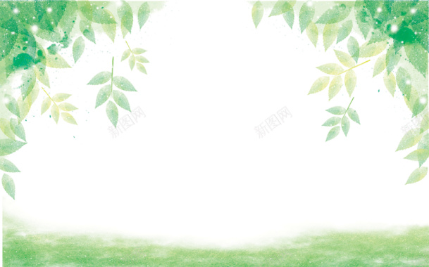 绿色手绘叶子背景背景