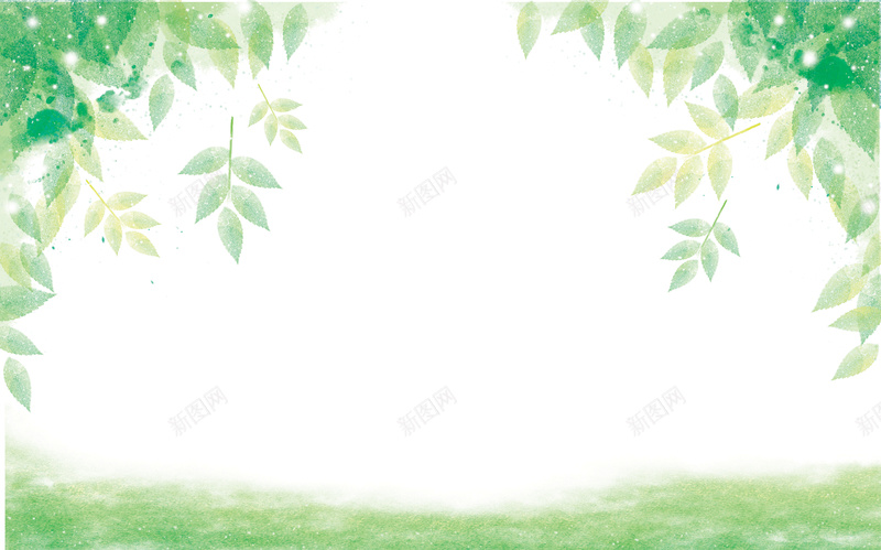 绿色手绘叶子背景psd设计背景_新图网 https://ixintu.com 叶子 手绘 树叶 水彩 绿色 圆点 白色 卡通 童趣