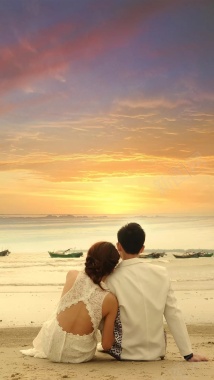 浪漫海边情侣情人节主题H5背景背景