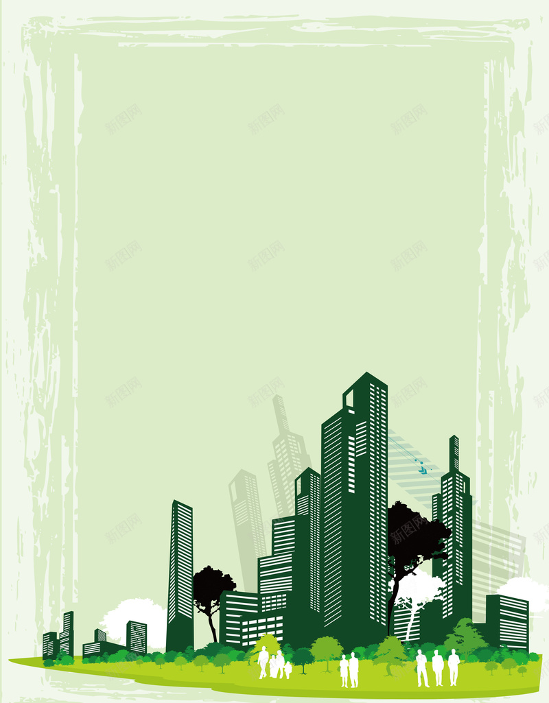 矢量绿色家园环保背景jpg设计背景_新图网 https://ixintu.com 城市 家园 环保 矢量 绿色 建筑 涂鸦边框 背景