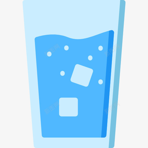 蓝色水杯装饰图标png免抠素材_新图网 https://ixintu.com 简约冰块 杯子 设计图 矢量图案 卡通有趣 彩色底纹