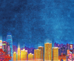 光效开心蓝色质感城市背景高清图片