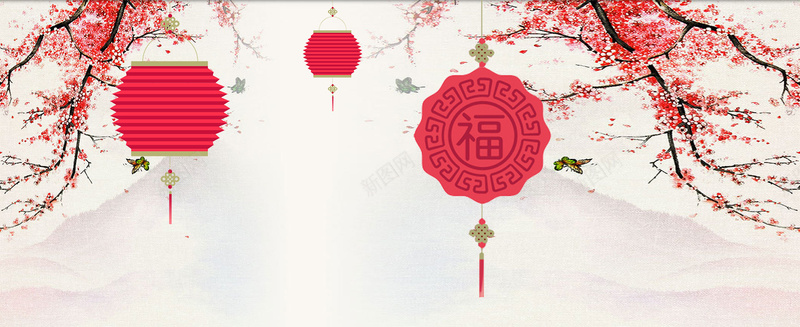 新春古典中国风背景海报banner背景