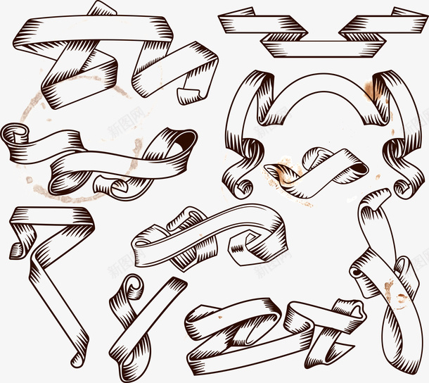 复古飘带ai免抠素材_新图网 https://ixintu.com 复古 飘带 彩带