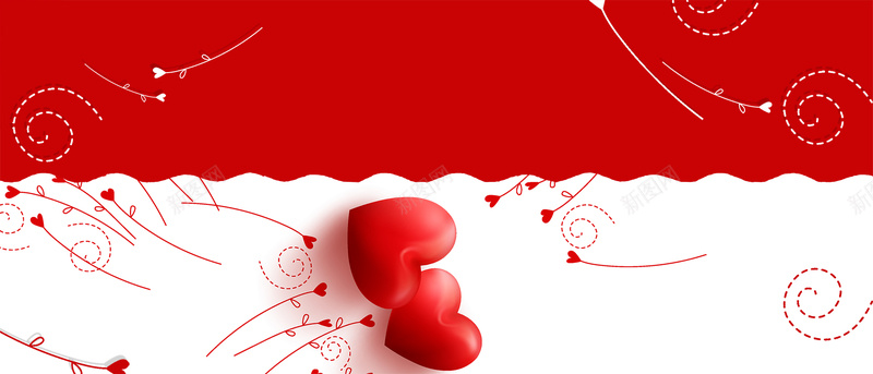 爱心情人节几何文艺红色背景背景