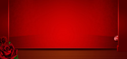 小球玫瑰天猫甜蜜情人节浪漫大气护肤品红色海报背景高清图片