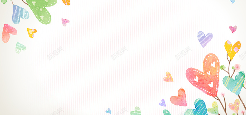 手绘爱心树背景psd设计背景_新图网 https://ixintu.com 爱情树 浪漫 唯美 海报banner 卡通 童趣 手绘