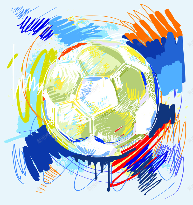 彩绘足球插画矢量素材jpg设计背景_新图网 https://ixintu.com 水彩画 体育 彩绘 足球 运动 涂鸦 矢量图 创意 抽象 矢量