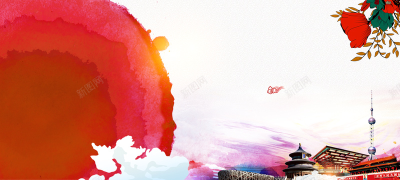 春节大气红色banner背景背景