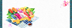 卡通鱼片食物卡通灰色海报背景banner高清图片