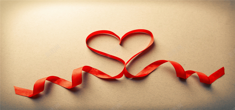 红色丝带爱心情人节海报背景背景