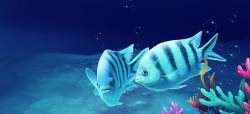 梦幻水草海底世界鱼儿背景装饰高清图片