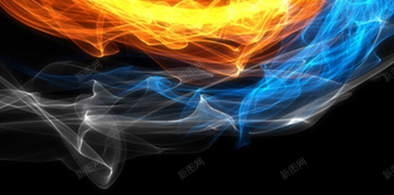 橙色蓝色炫光展示黑色背景科技H5背景图jpg设计背景_新图网 https://ixintu.com 展示背景 黑色背景 橙色 科技 蓝色 大气