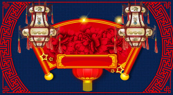 中国风红色古典卷轴背景素材背景