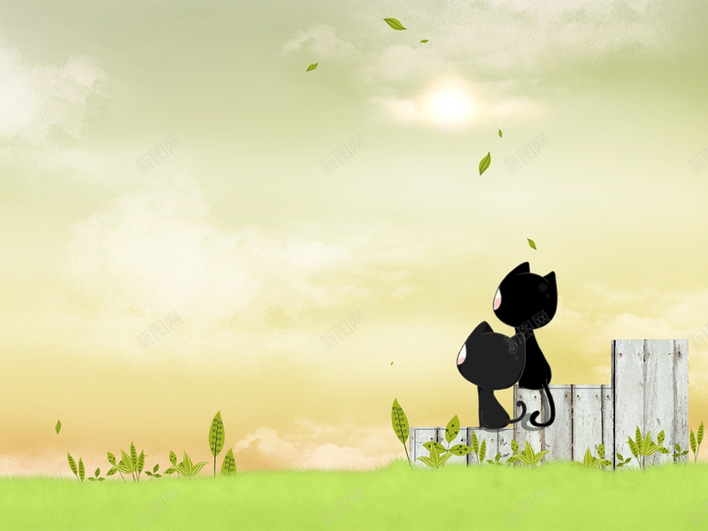 情人节海报jpg设计背景_新图网 https://ixintu.com 仰望天空 情侣猫 卡通 手绘 童趣