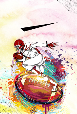 海报橄榄球彩色喷绘橄榄球比赛运动海报背景素材高清图片