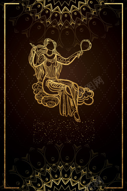 金色十二星座挂画处女座海报背景