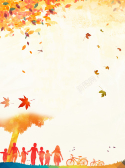 纷飞的落叶秋季凉爽海报背景高清图片