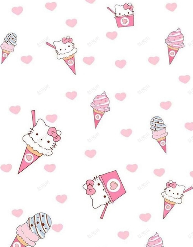 手绘爱心helloKitty冰淇淋平面jpg设计背景_新图网 https://ixintu.com 手绘背景 爱心 hello 冰淇淋 平面广告 Kitty 夏日 冰爽 卡通背景 壁纸