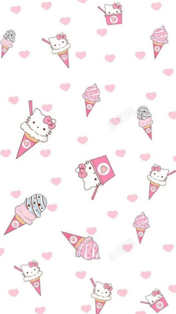 kitty手绘爱心helloKitty冰淇淋平面高清图片