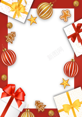 圣诞节礼物卡通几何红色banner背景