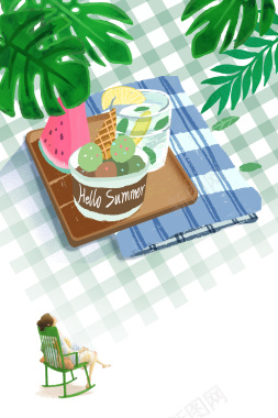 西瓜薄荷茶夏天的味道海报背景
