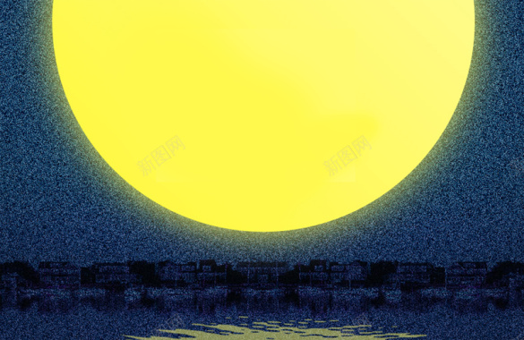 大气质感油画中秋节月亮背景