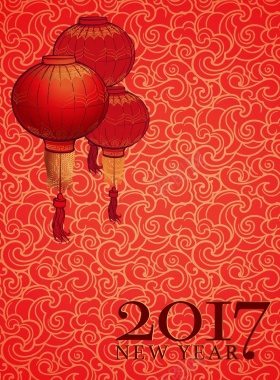 矢量中国风复古2017年红灯笼背景背景