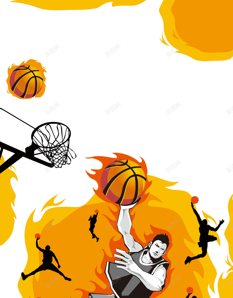 火热篮球争霸赛黄色手绘体育运动海报psd设计背景_新图网 https://ixintu.com 篮球比赛海报 篮球友谊赛 篮球争霸 手绘 篮球 篮球赛 超级篮球赛 打篮球 体育 运动
