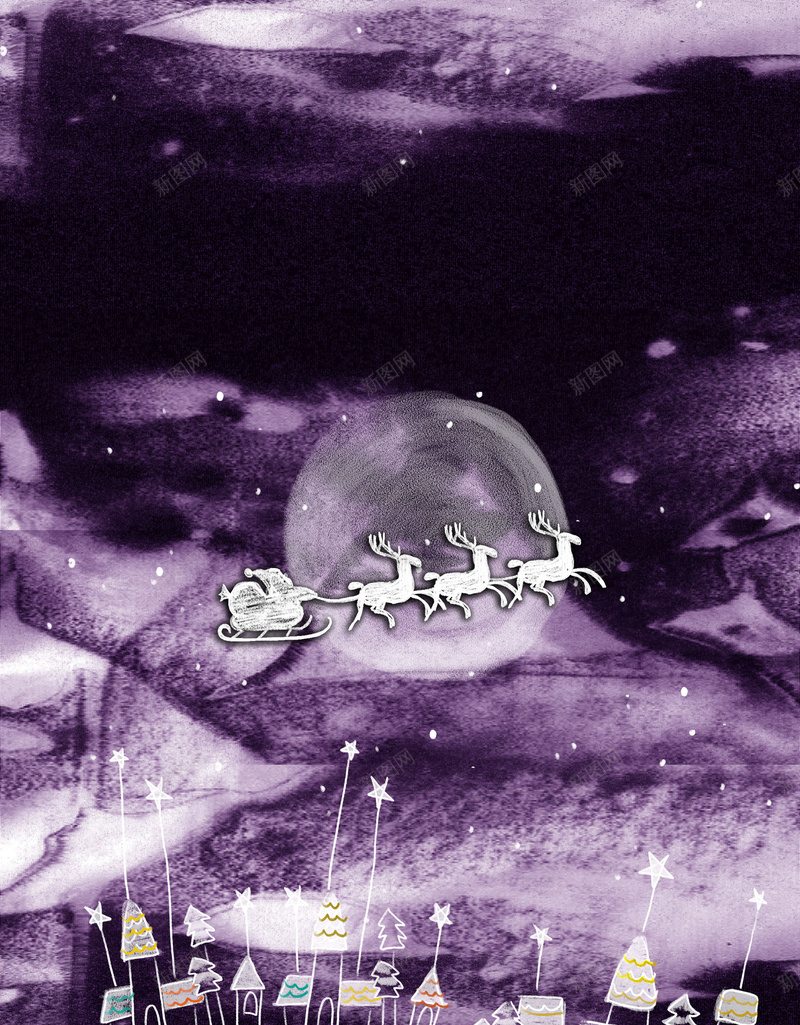 紫色天空麋鹿背景元素psd设计背景_新图网 https://ixintu.com 圣诞元素 天空 紫色 雪橇 麋鹿 背景 开心 文艺 小清新 简约