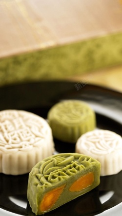 中秋节绿豆冰皮月饼中秋冰皮月饼H5背景高清图片