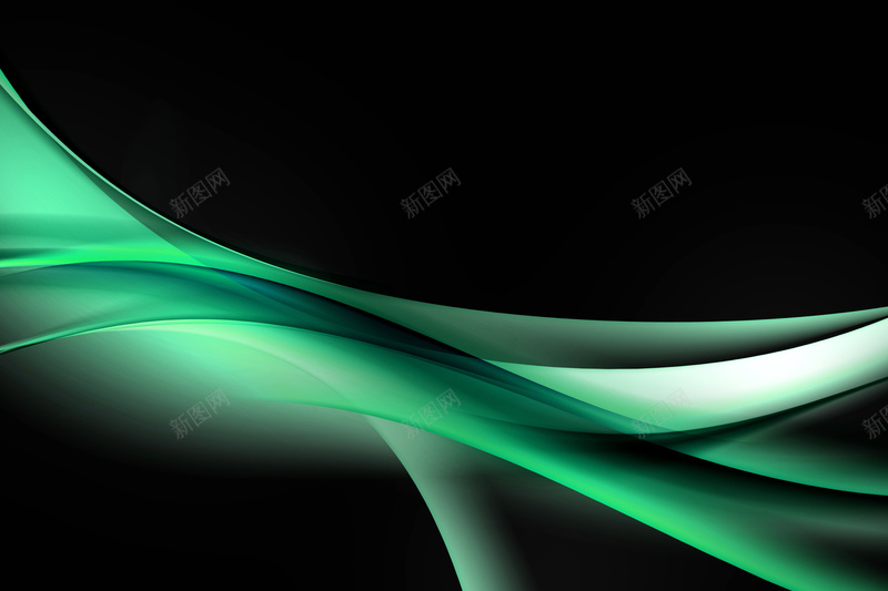 黑色背景上的绿色曲线创意jpg设计背景_新图网 https://ixintu.com 高清 大图 图片 素材 创意设计 背景 抽象 线条 曲线 波形 几何 光效 绿色 黑色 摄影 风景