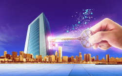 城市钥匙素材商务金融海报背景高清图片