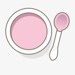 粉色狗碗图案粉色碗和勺子装饰素材图案高清图片