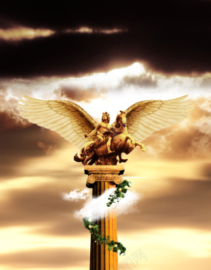 金色欧洲房地产罗马柱背景背景