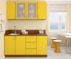 不锈钢窗户黄色厨房装修效果图片素材高清图片