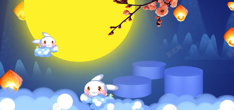 卡通中秋节兔子背景背景