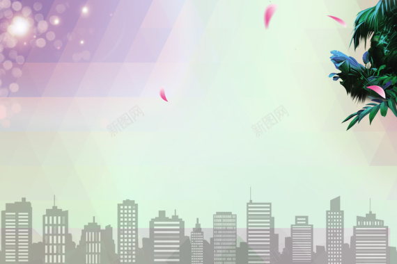 几何城市剪影背景素材背景