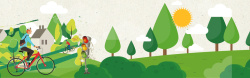 纹理树木扁平卡通新能源绿色banner高清图片