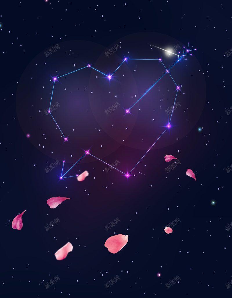 周年店庆活动海报背景素材psd设计背景_新图网 https://ixintu.com 商场 店庆 星空 梦幻 美女 7周年店庆主画面海报图片下载 水游城 花瓣 爱心