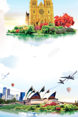 澳大利亚气球创意澳大利亚旅游海报高清图片
