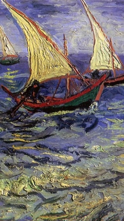 海上帆船油画H5背景背景