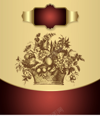 欧式手绘葡萄标签背景素材背景