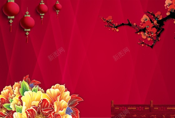 新年喜庆大红色背景背景
