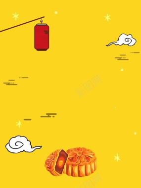 黄色卡通中秋节月饼美食主题背景